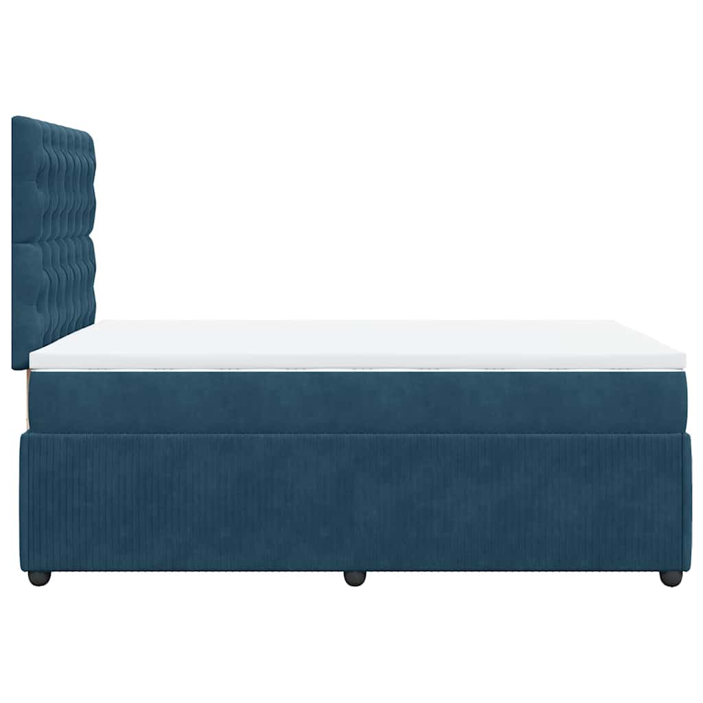 vidaXL Κρεβάτι Boxspring με Στρώμα Σκούρο Μπλε 120x200 εκ. Βελούδινο