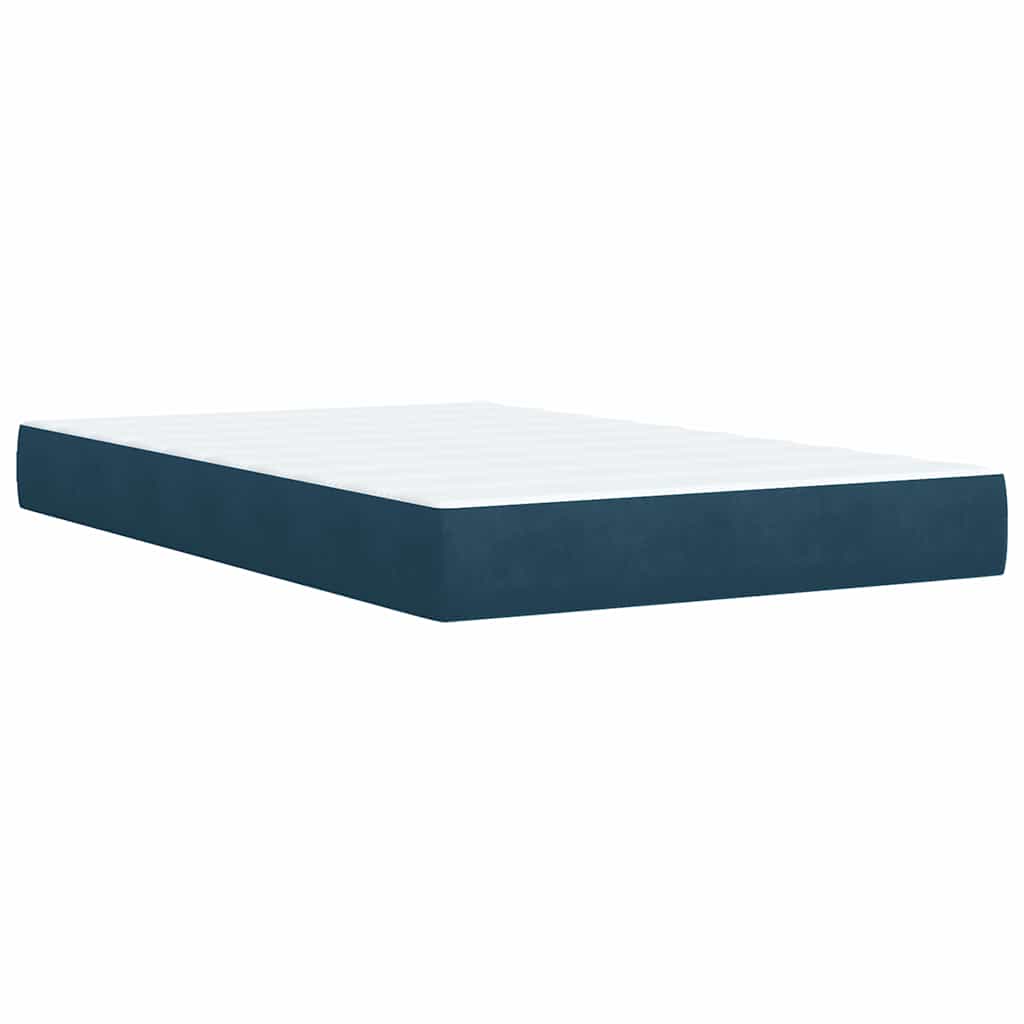 vidaXL Κρεβάτι Boxspring με Στρώμα Σκούρο Μπλε 120x200 εκ. Βελούδινο