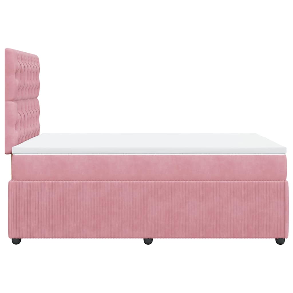 vidaXL Κρεβάτι Boxspring με Στρώμα Ροζ 120x200 εκ. Βελούδινο