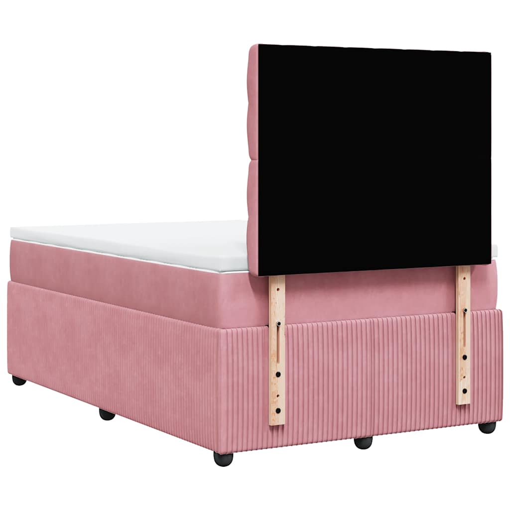 vidaXL Κρεβάτι Boxspring με Στρώμα Ροζ 120x200 εκ. Βελούδινο