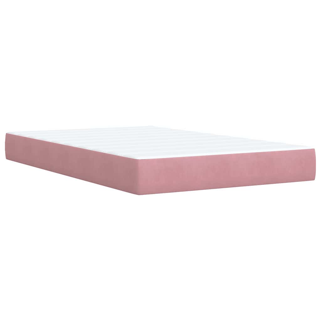 vidaXL Κρεβάτι Boxspring με Στρώμα Ροζ 120x200 εκ. Βελούδινο