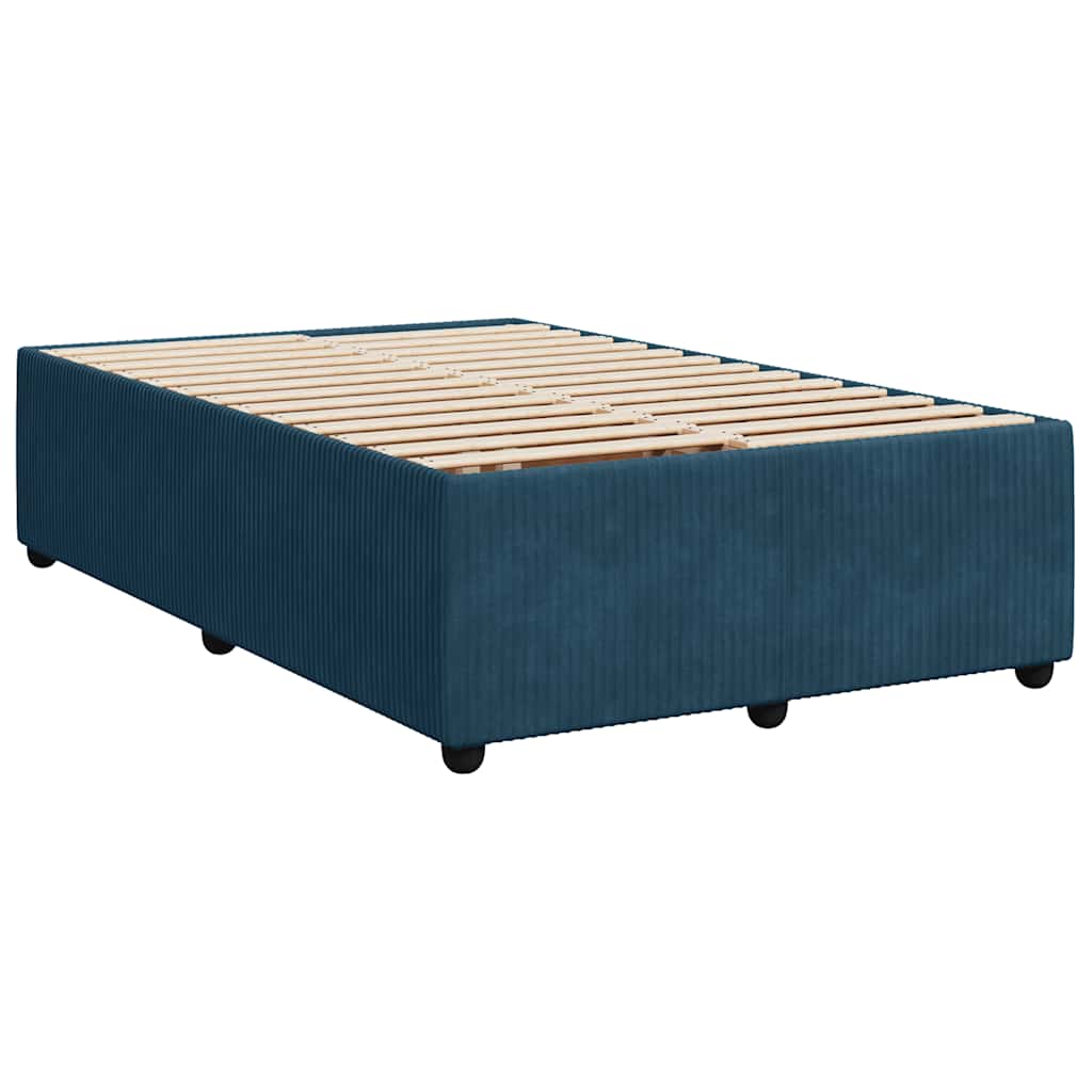 vidaXL Κρεβάτι Boxspring με Στρώμα Σκούρο Μπλε 120x200 εκ. Βελούδινο