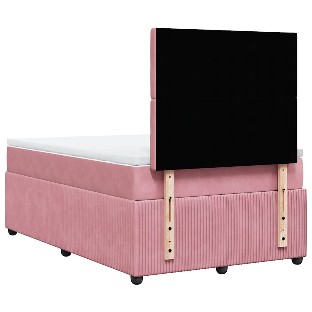 vidaXL Κρεβάτι Boxspring με Στρώμα Ροζ 120x200 εκ. Βελούδινο