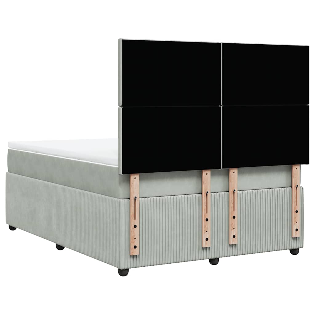 vidaXL Κρεβάτι Boxspring με Στρώμα Ανοιχτό Γκρι 140x190 εκ. Βελούδινο