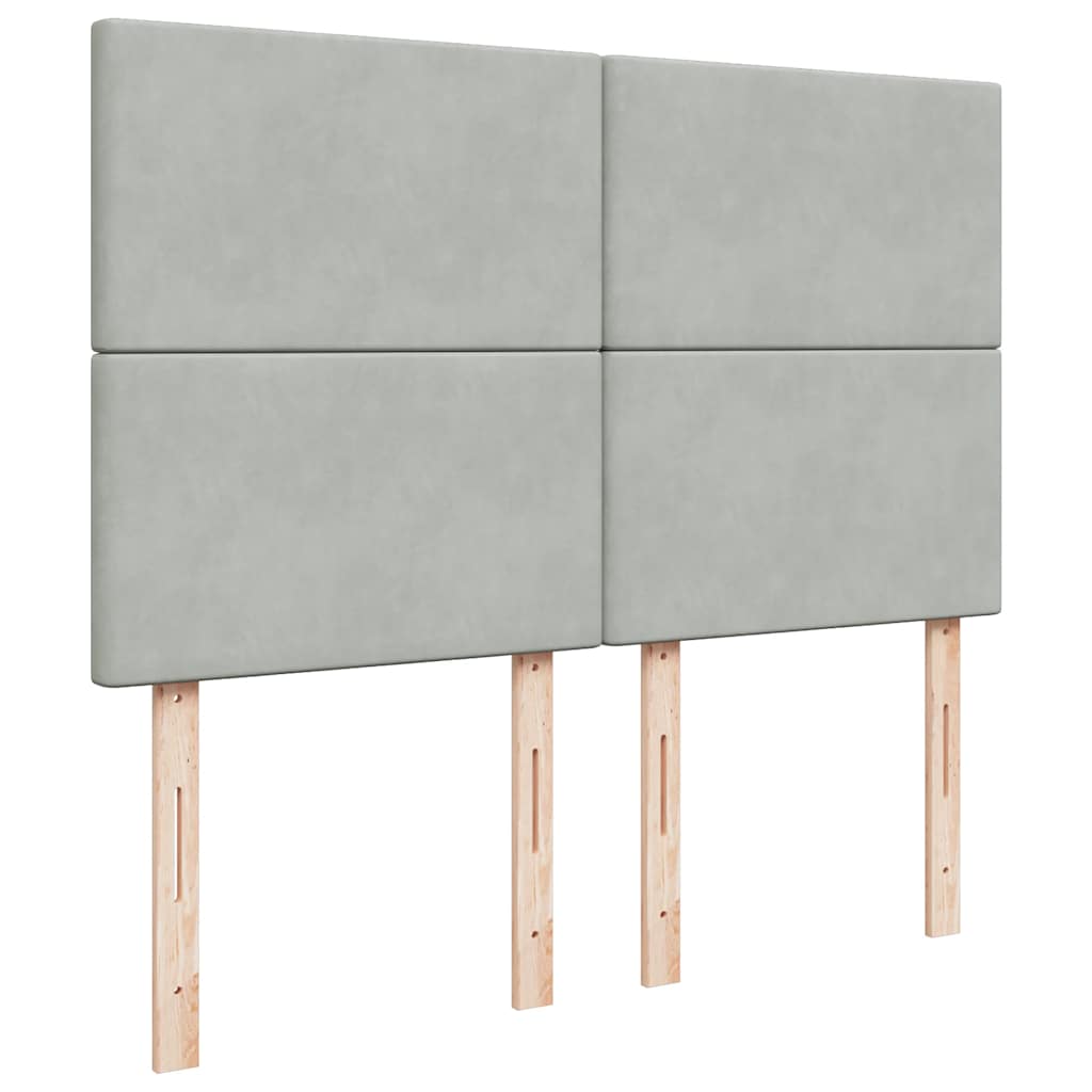 vidaXL Κρεβάτι Boxspring με Στρώμα Ανοιχτό Γκρι 140x190 εκ. Βελούδινο