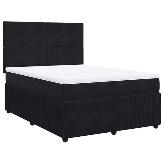 vidaXL Κρεβάτι Boxspring με Στρώμα Μαύρο 140x190 εκ. Βελούδινο
