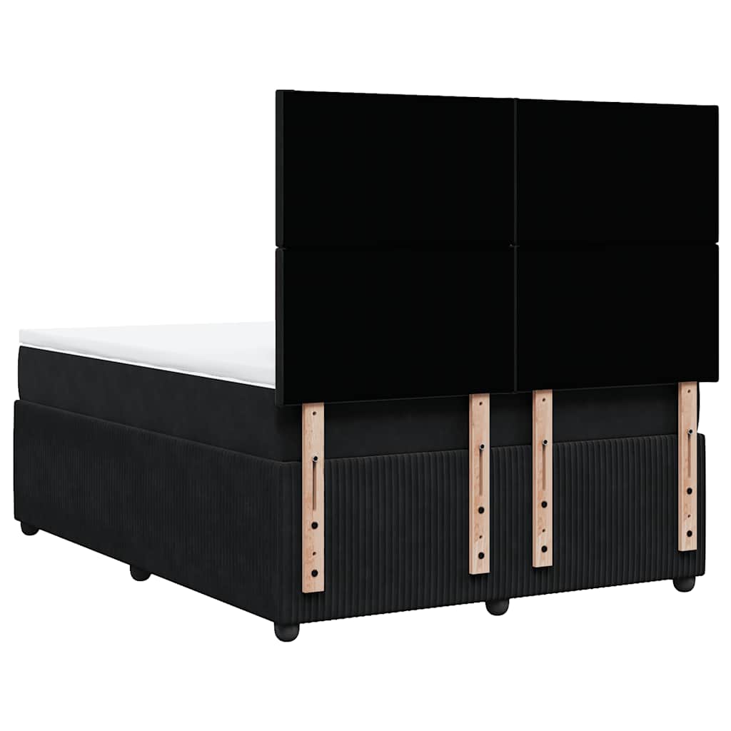vidaXL Κρεβάτι Boxspring με Στρώμα Μαύρο 140x190 εκ. Βελούδινο