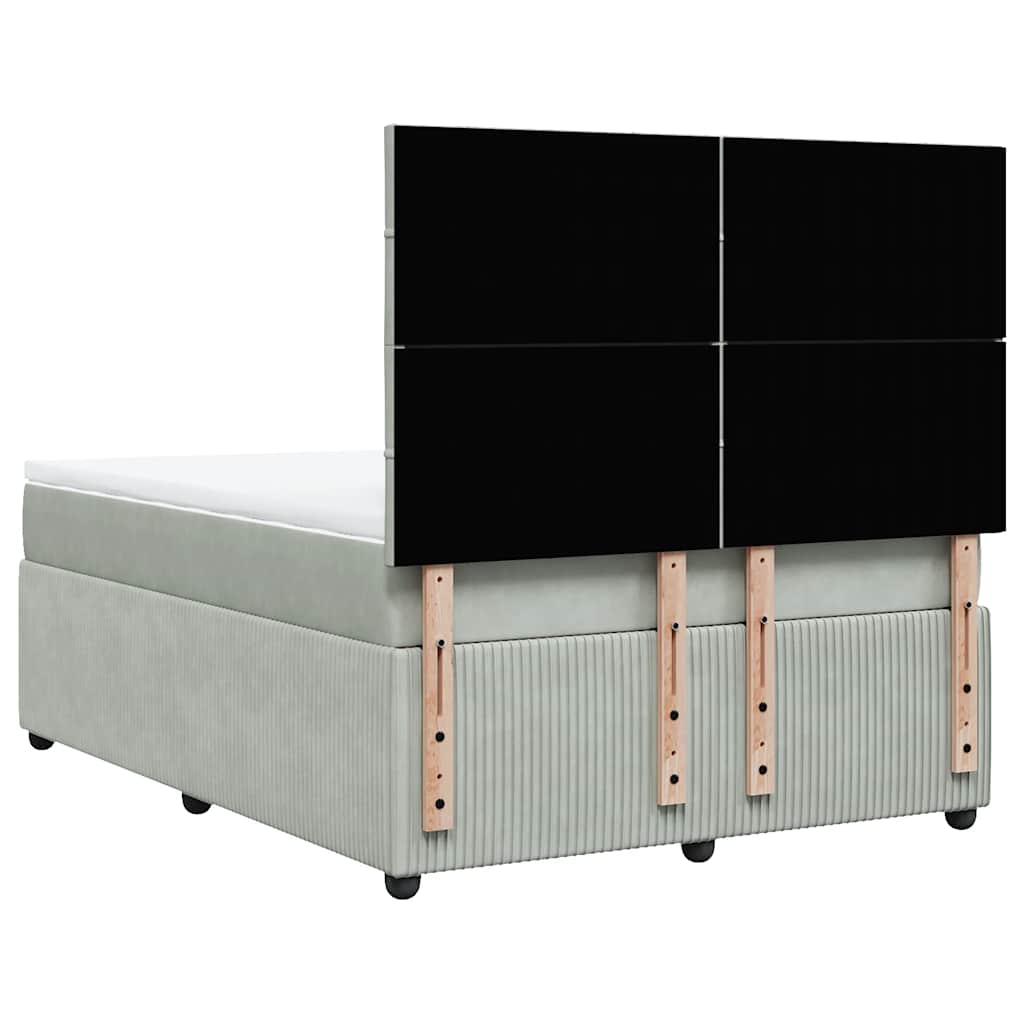 vidaXL Κρεβάτι Boxspring με Στρώμα Ανοιχτό Γκρι 140x190 εκ. Βελούδινο