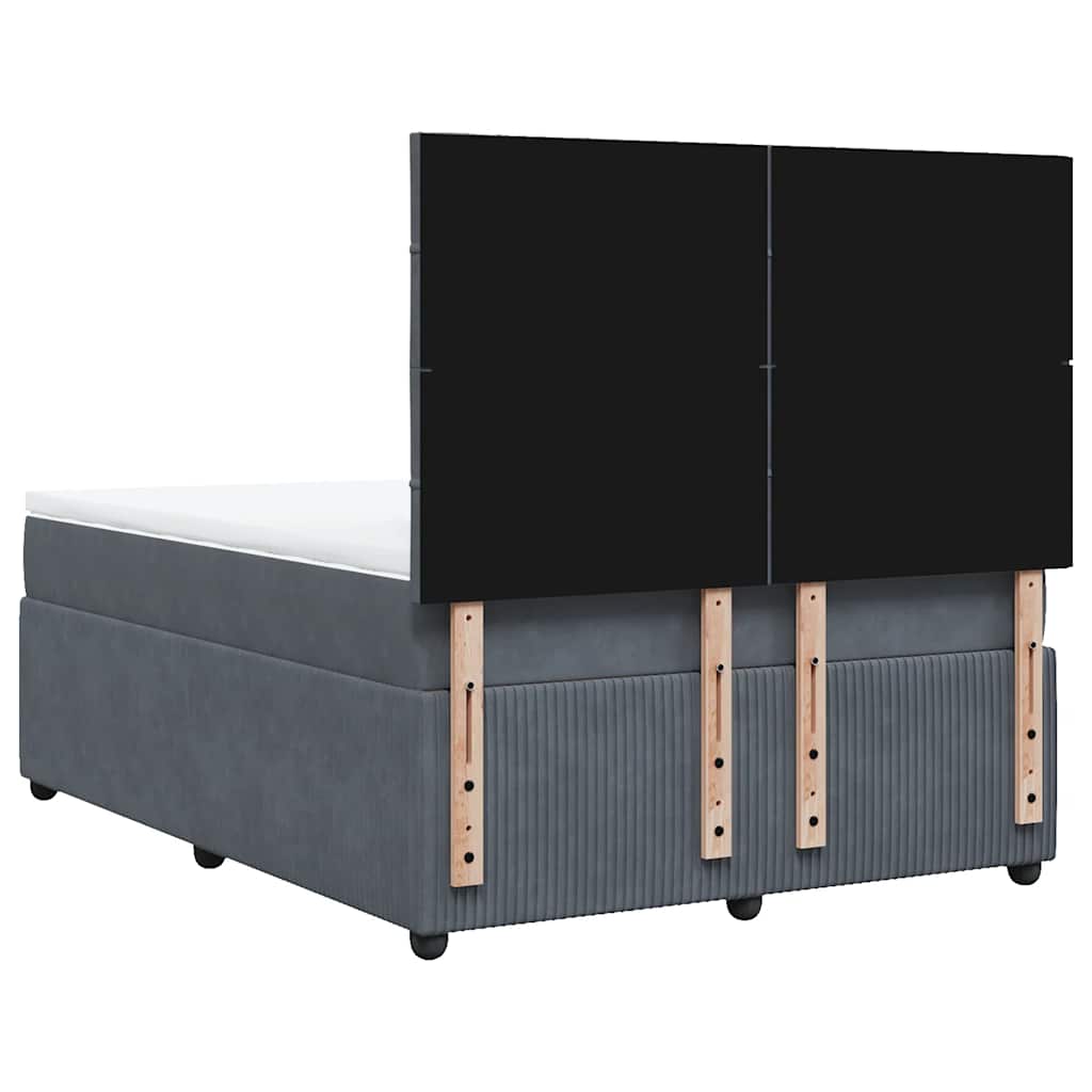 vidaXL Κρεβάτι Boxspring με Στρώμα Σκούρο Γκρι 140x190 εκ. Βελούδινο