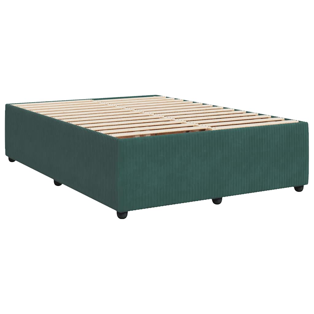 vidaXL Κρεβάτι Boxspring με Στρώμα Σκούρο Πράσινο 140x190εκ. Βελούδινο