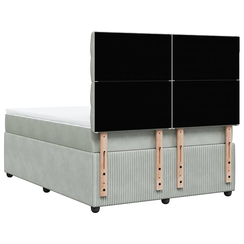 vidaXL Κρεβάτι Boxspring με Στρώμα Ανοιχτό Γκρι 140x190 εκ. Βελούδινο