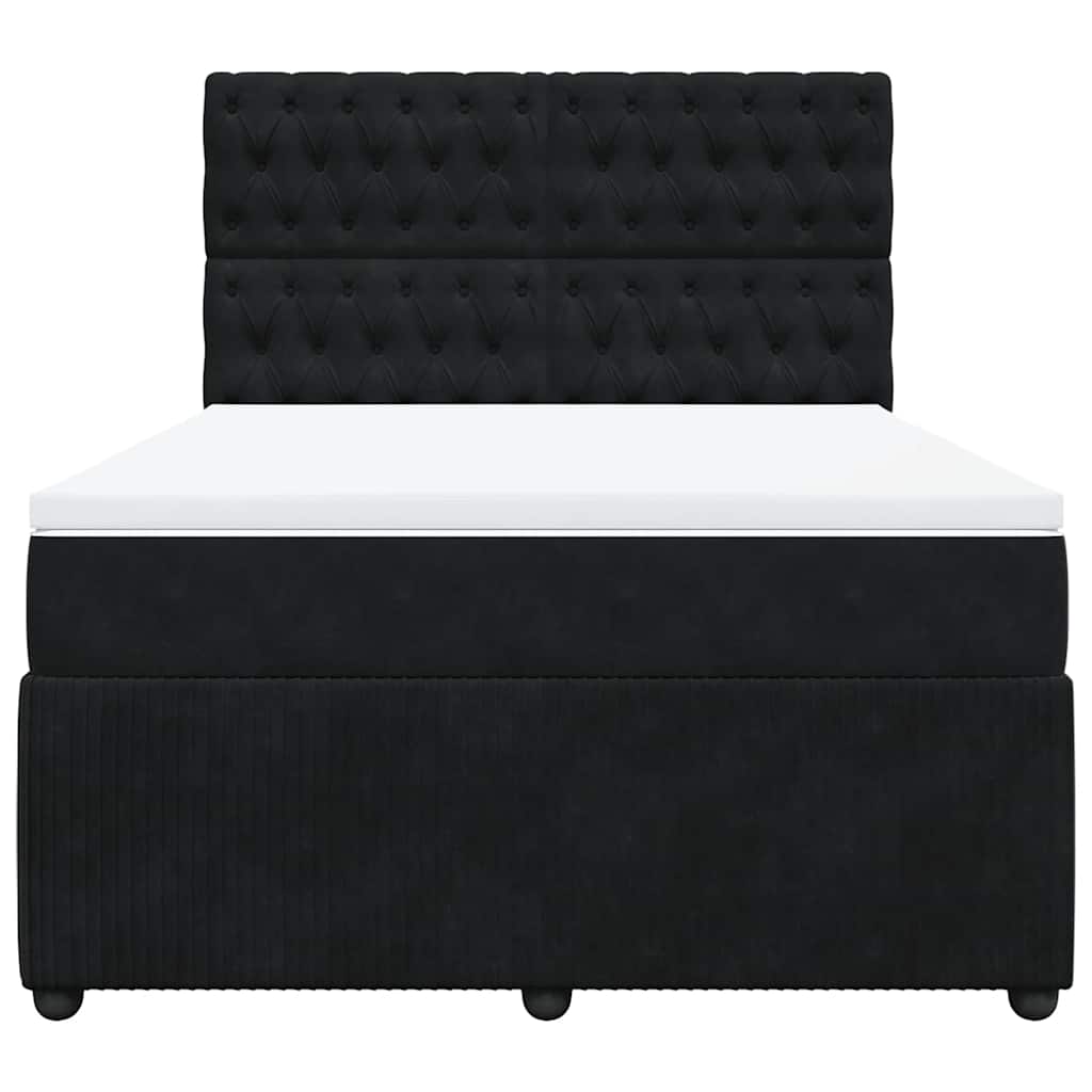 vidaXL Κρεβάτι Boxspring με Στρώμα Μαύρο 140x190 εκ. Βελούδινο