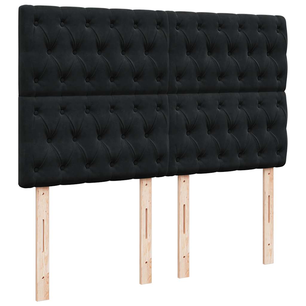 vidaXL Κρεβάτι Boxspring με Στρώμα Μαύρο 140x190 εκ. Βελούδινο