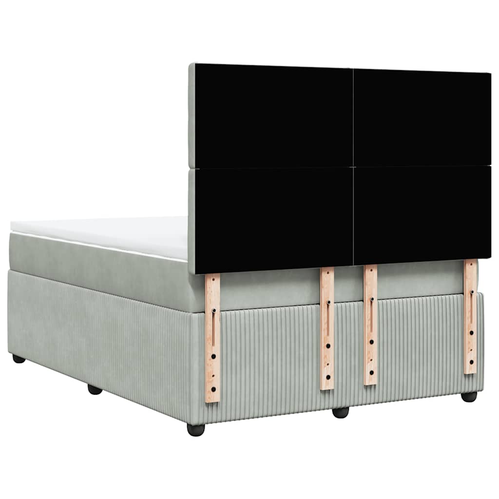 vidaXL Κρεβάτι Boxspring με Στρώμα Ανοιχτό Γκρι 140x190 εκ. Βελούδινο