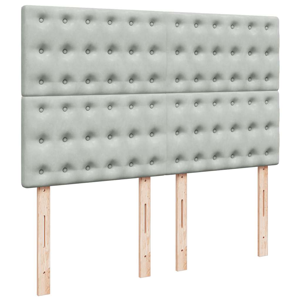 vidaXL Κρεβάτι Boxspring με Στρώμα Ανοιχτό Γκρι 140x190 εκ. Βελούδινο