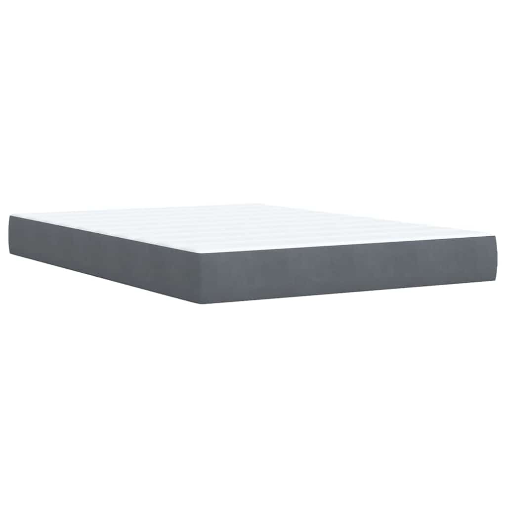 vidaXL Κρεβάτι Boxspring με Στρώμα Σκούρο Γκρι 140x190 εκ. Βελούδινο