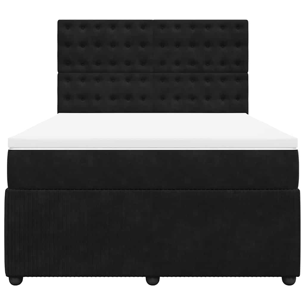 vidaXL Κρεβάτι Boxspring με Στρώμα Μαύρο 140x190 εκ. Βελούδινο