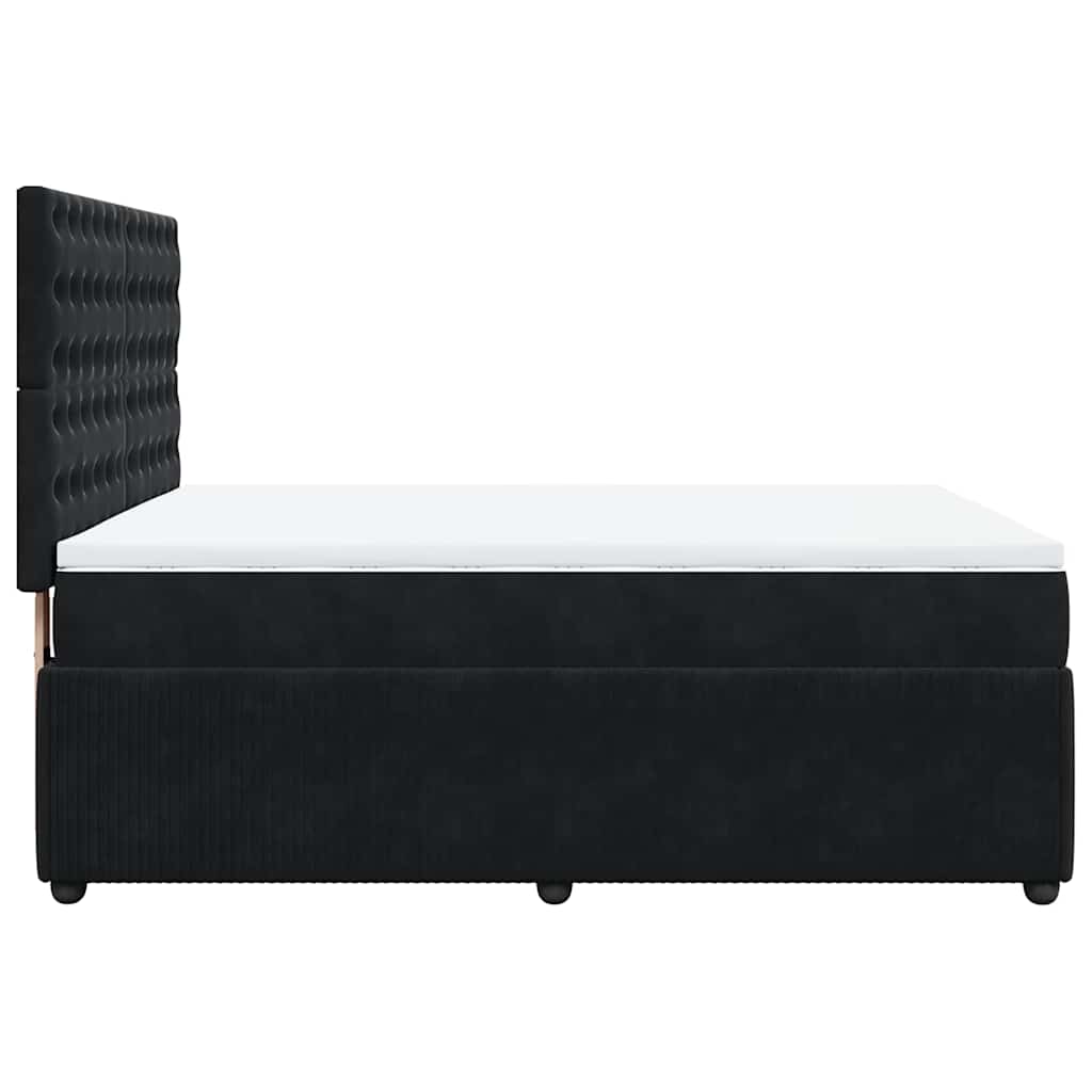vidaXL Κρεβάτι Boxspring με Στρώμα Μαύρο 140x190 εκ. Βελούδινο