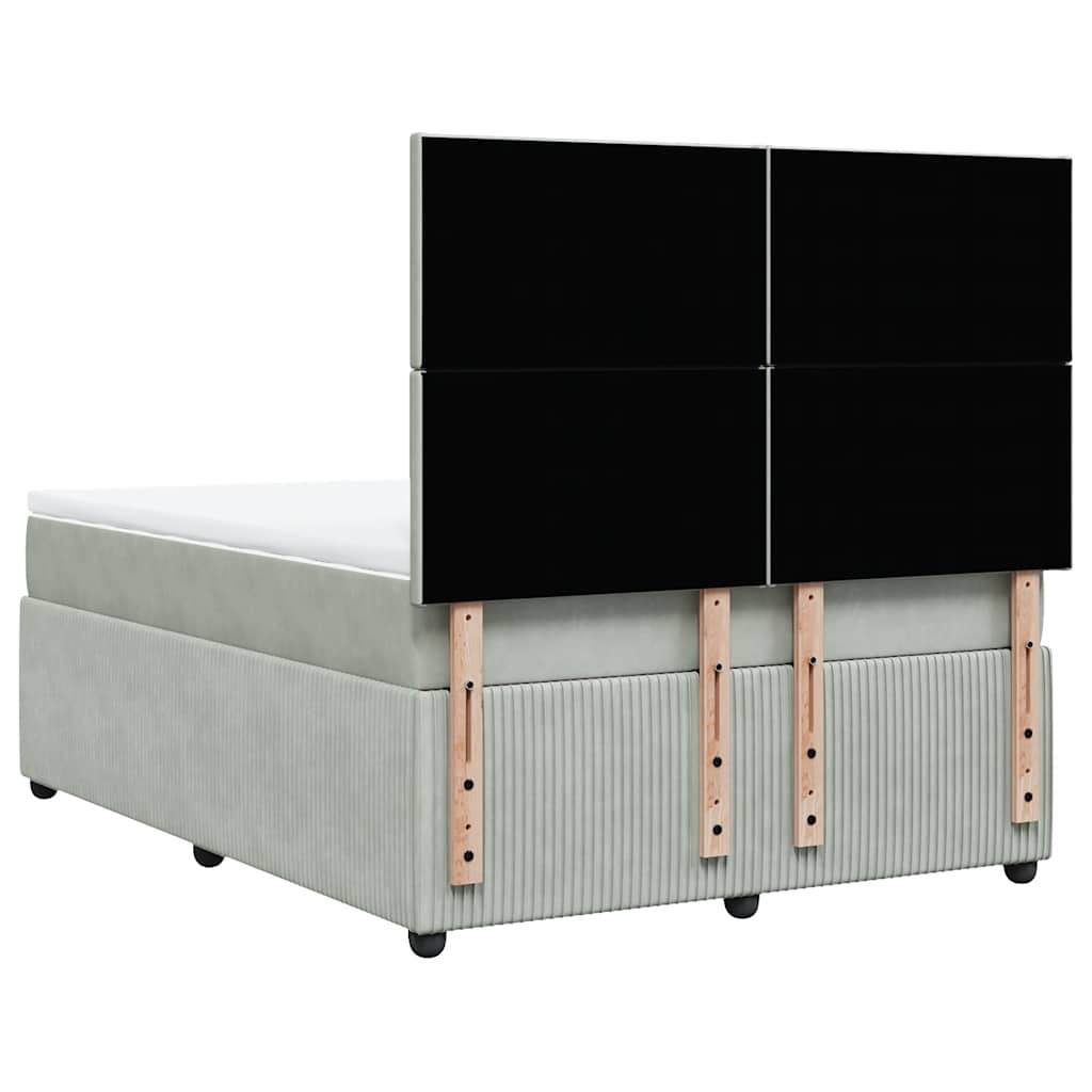 vidaXL Κρεβάτι Boxspring με Στρώμα Ανοιχτό Γκρι 140x200 εκ. Βελούδινο