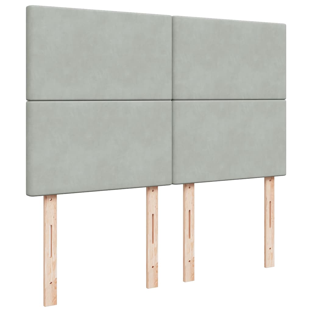 vidaXL Κρεβάτι Boxspring με Στρώμα Ανοιχτό Γκρι 140x200 εκ. Βελούδινο