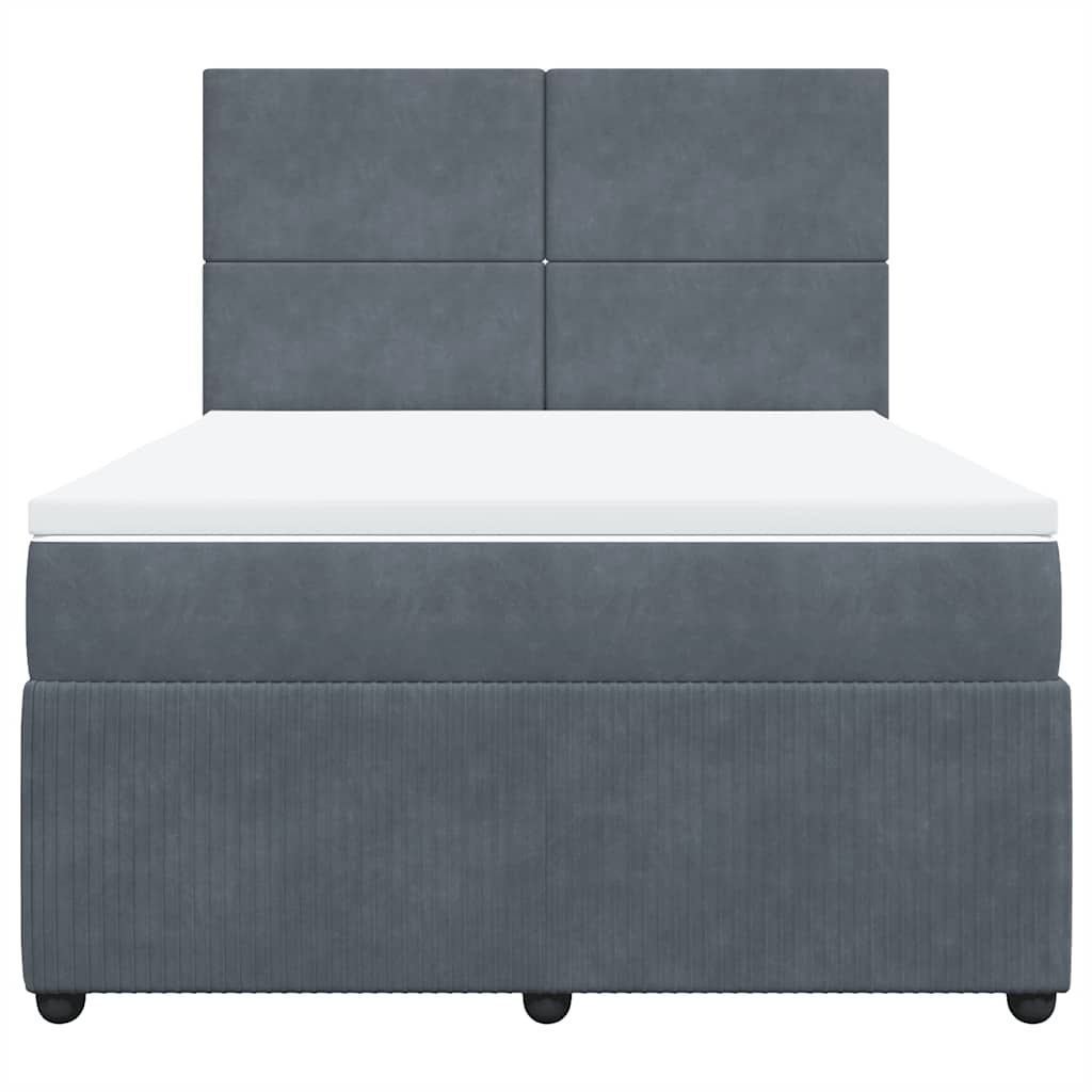 vidaXL Κρεβάτι Boxspring με Στρώμα Σκούρο Γκρι 140x200 εκ. Βελούδινο