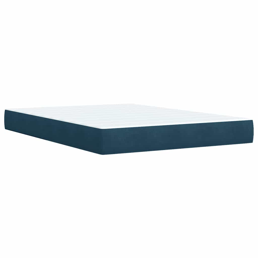 vidaXL Κρεβάτι Boxspring με Στρώμα Σκούρο Μπλε 140x200 εκ. Βελούδινο