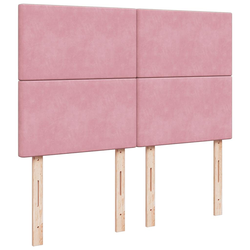 vidaXL Κρεβάτι Boxspring με Στρώμα Ροζ 140x200 εκ. Βελούδινο