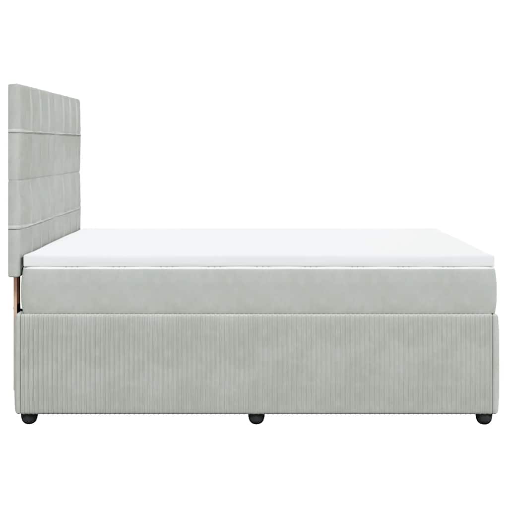 vidaXL Κρεβάτι Boxspring με Στρώμα Ανοιχτό Γκρι 140x200 εκ. Βελούδινο