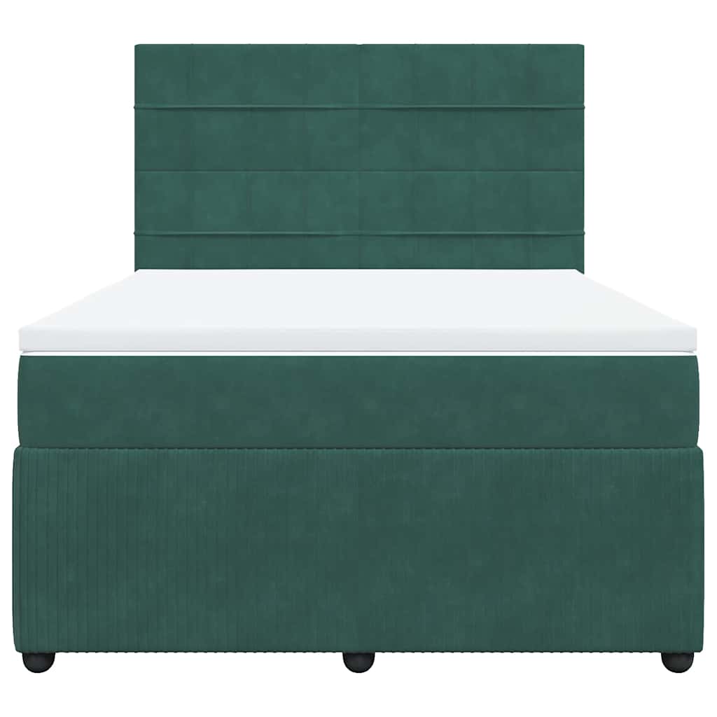 vidaXL Κρεβάτι Boxspring με Στρώμα Σκούρο Πράσινο 140x200εκ. Βελούδινο