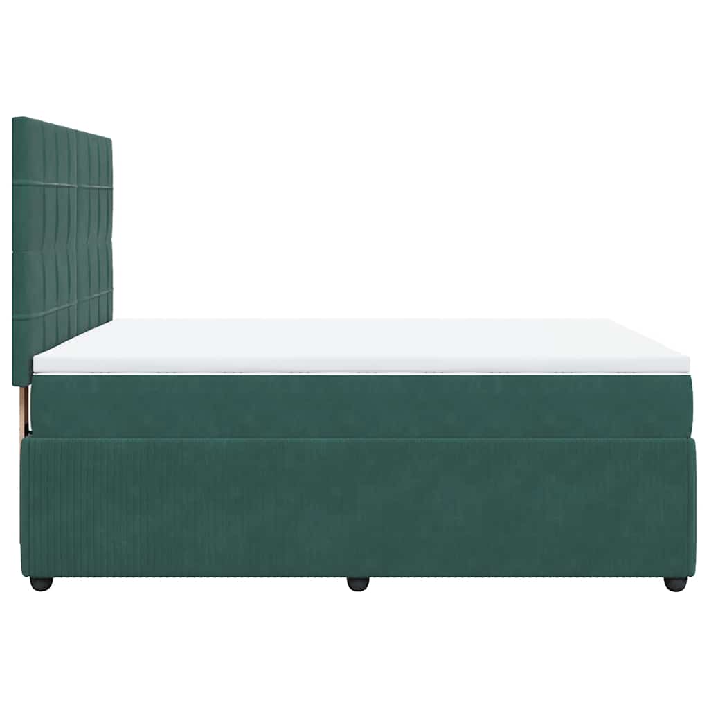 vidaXL Κρεβάτι Boxspring με Στρώμα Σκούρο Πράσινο 140x200εκ. Βελούδινο