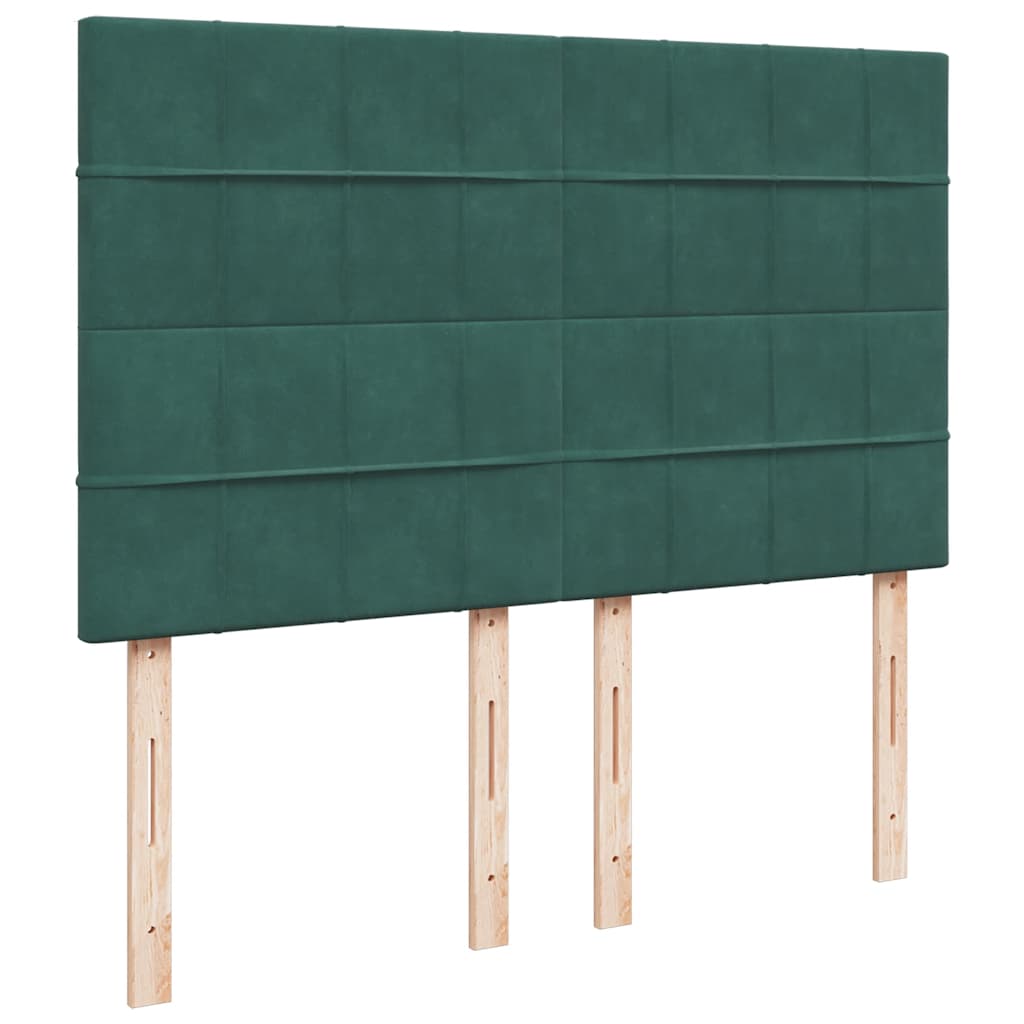 vidaXL Κρεβάτι Boxspring με Στρώμα Σκούρο Πράσινο 140x200εκ. Βελούδινο