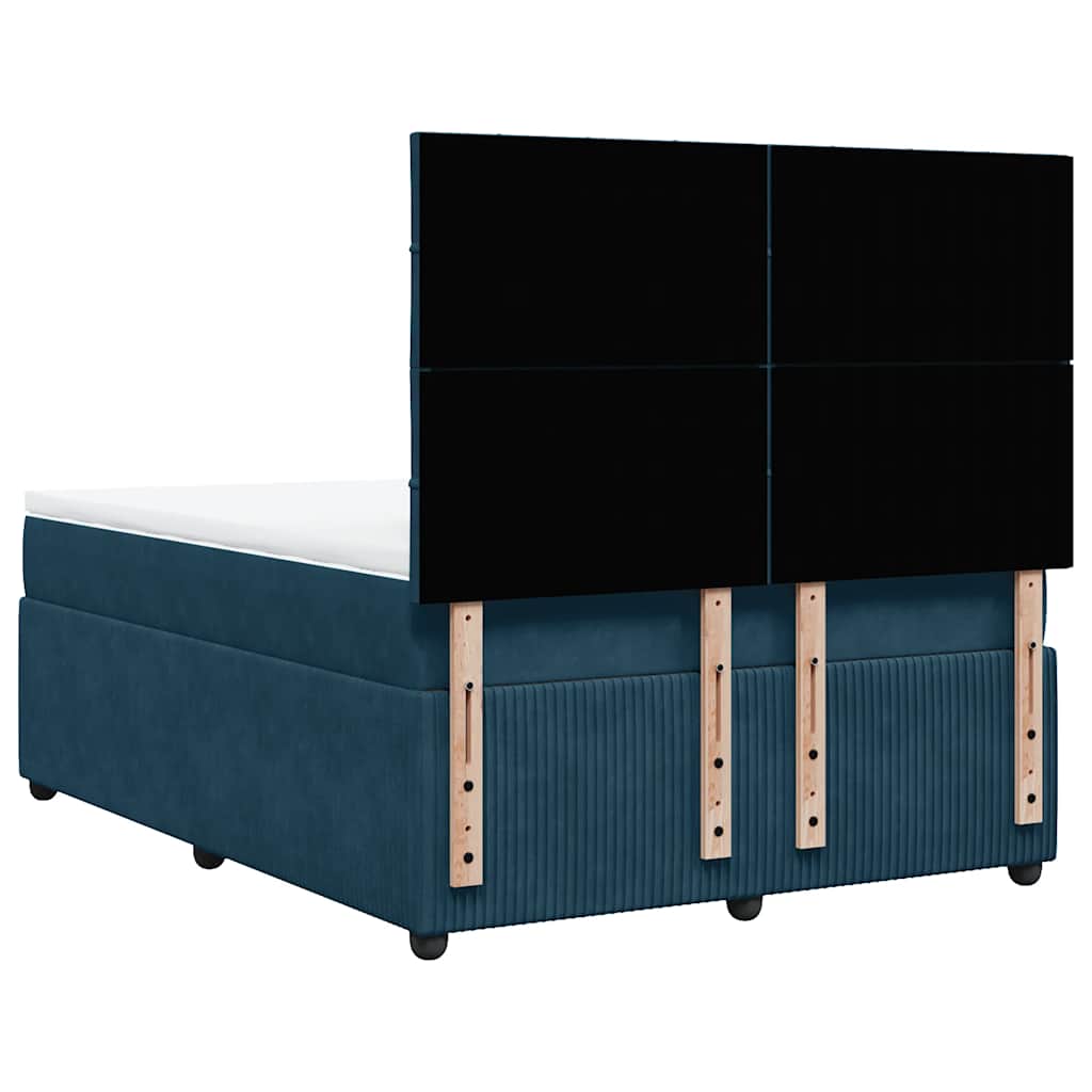 vidaXL Κρεβάτι Boxspring με Στρώμα Σκούρο Μπλε 140x200 εκ. Βελούδινο