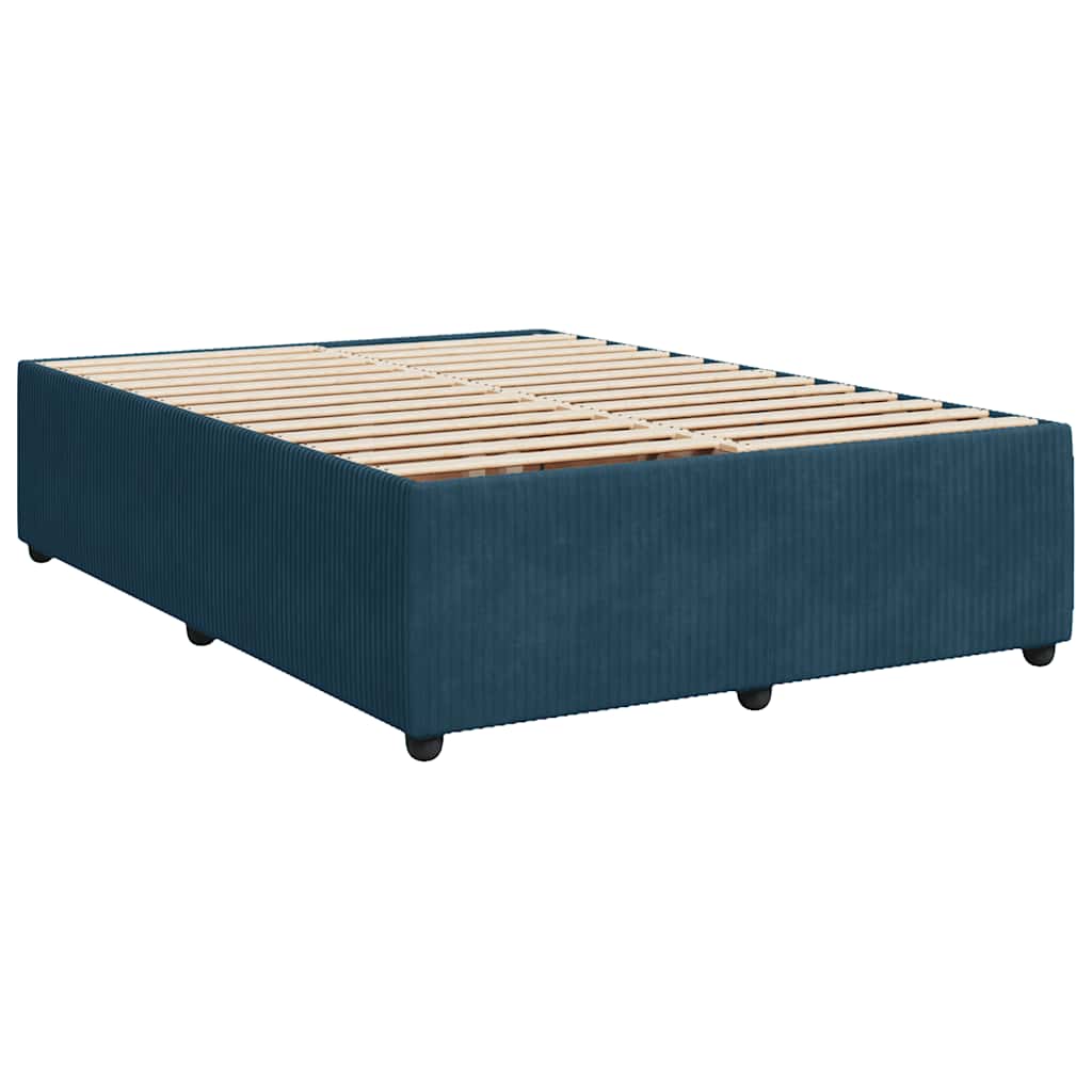 vidaXL Κρεβάτι Boxspring με Στρώμα Σκούρο Μπλε 140x200 εκ. Βελούδινο