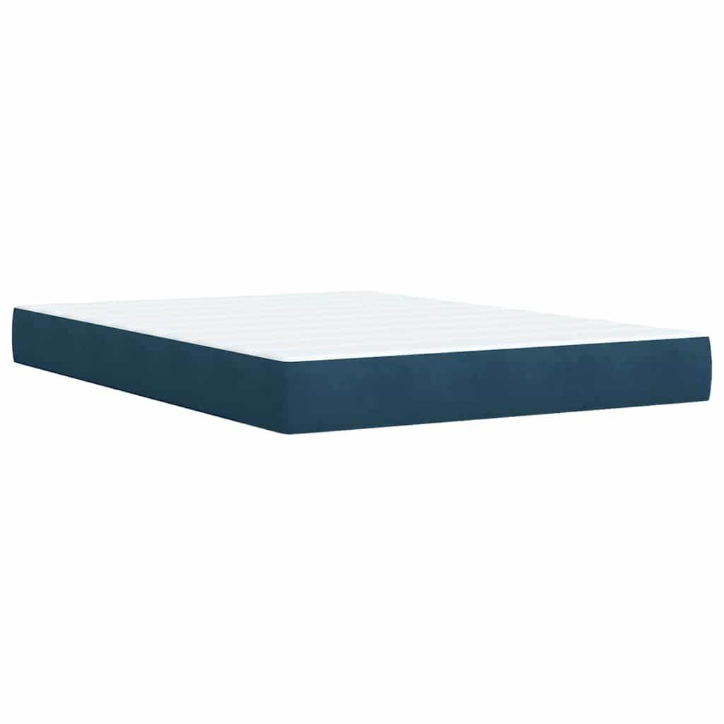 vidaXL Κρεβάτι Boxspring με Στρώμα Σκούρο Μπλε 140x200 εκ. Βελούδινο