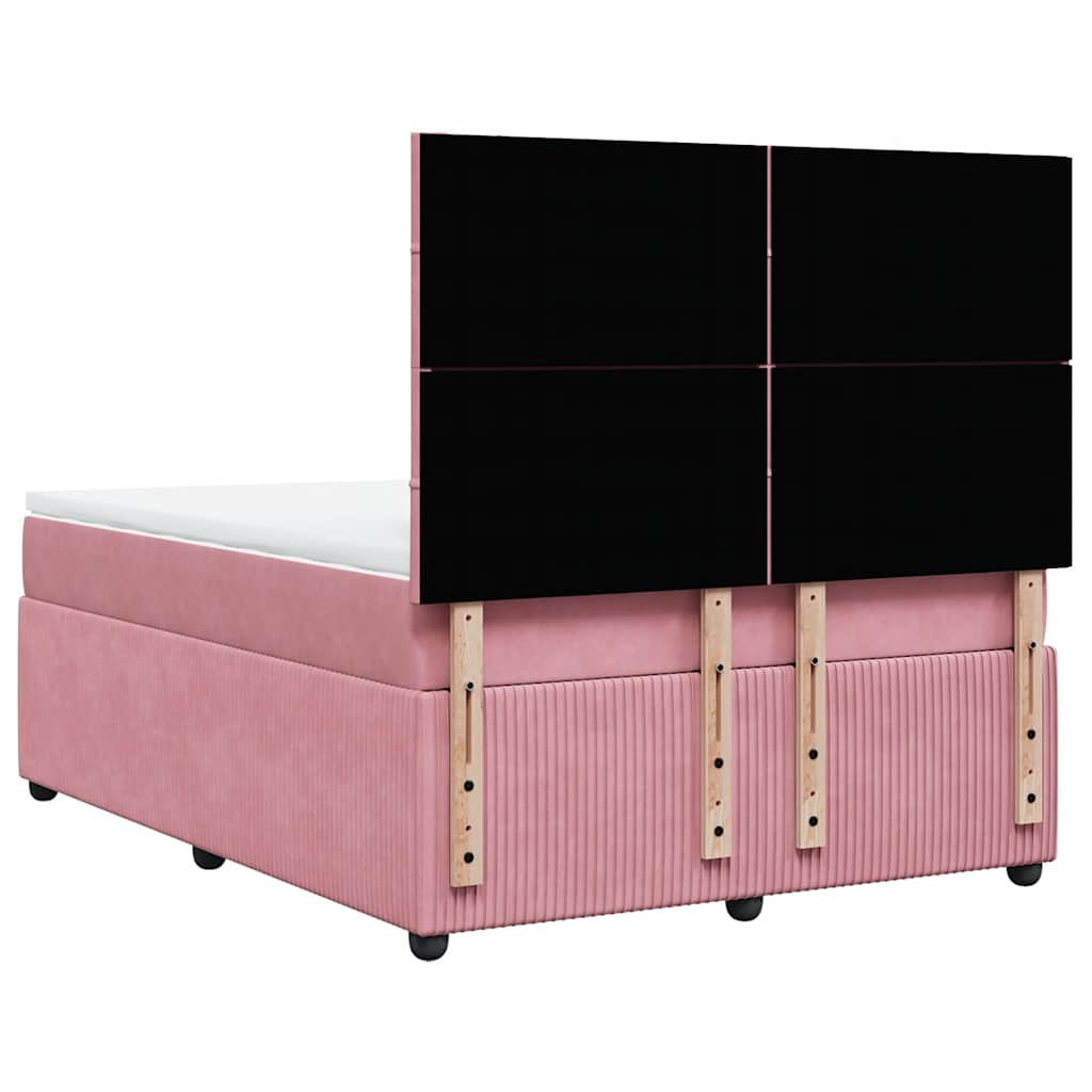 vidaXL Κρεβάτι Boxspring με Στρώμα Ροζ 140x200 εκ. Βελούδινο