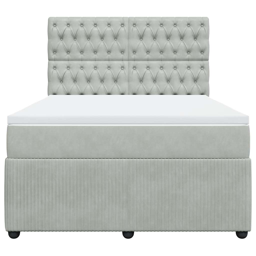 vidaXL Κρεβάτι Boxspring με Στρώμα Ανοιχτό Γκρι 140x200 εκ. Βελούδινο