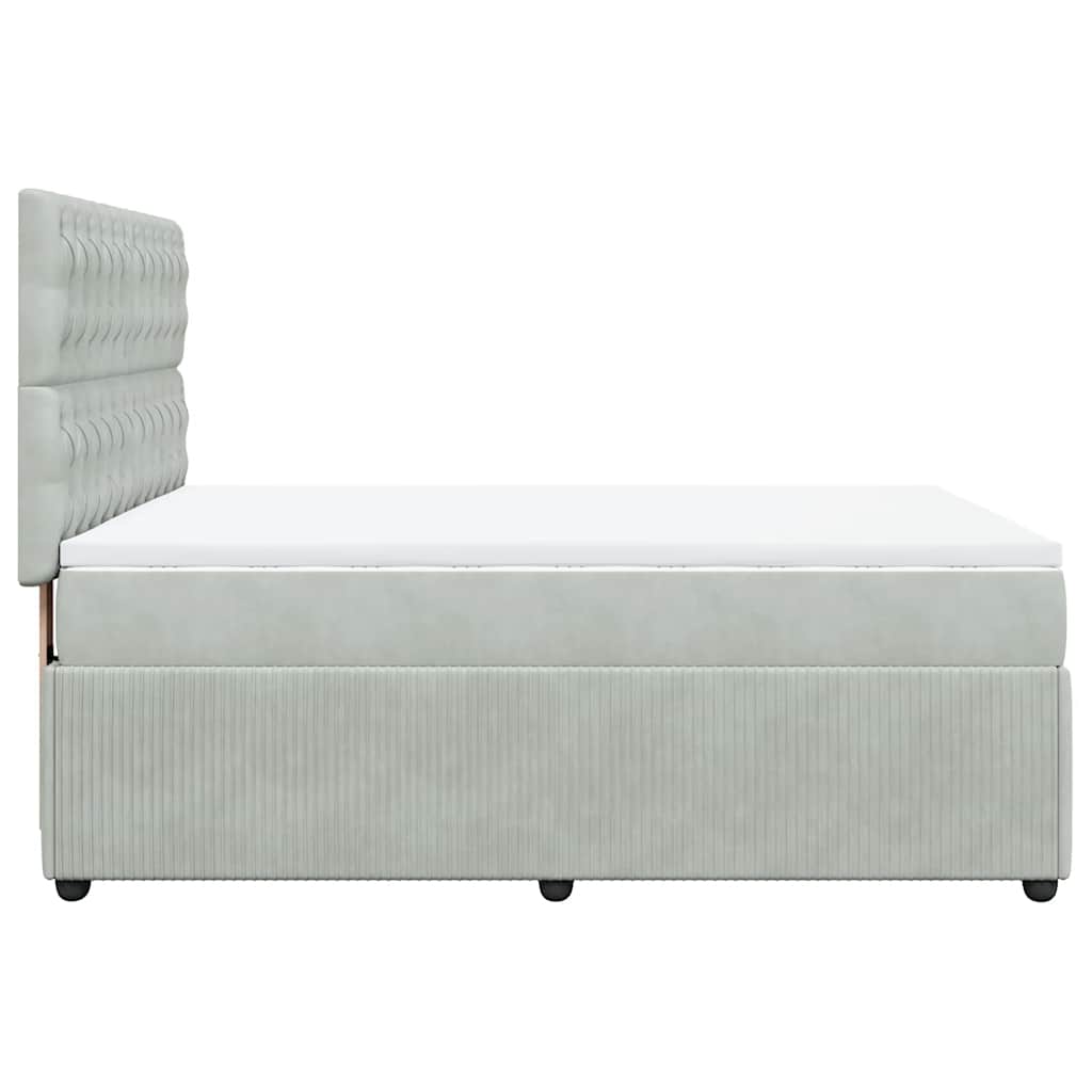 vidaXL Κρεβάτι Boxspring με Στρώμα Ανοιχτό Γκρι 140x200 εκ. Βελούδινο