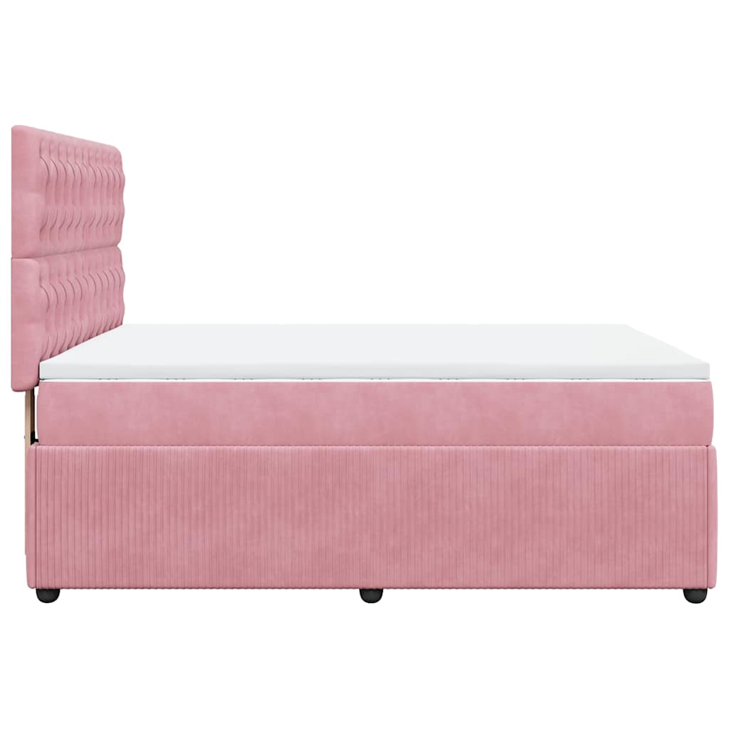 vidaXL Κρεβάτι Boxspring με Στρώμα Ροζ 140x200 εκ. Βελούδινο