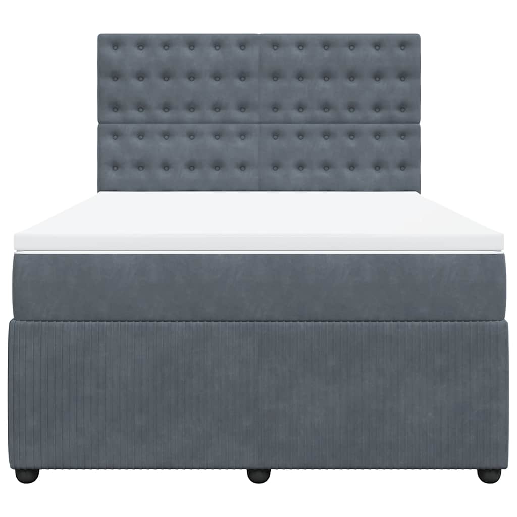 vidaXL Κρεβάτι Boxspring με Στρώμα Σκούρο Γκρι 140x200 εκ. Βελούδινο