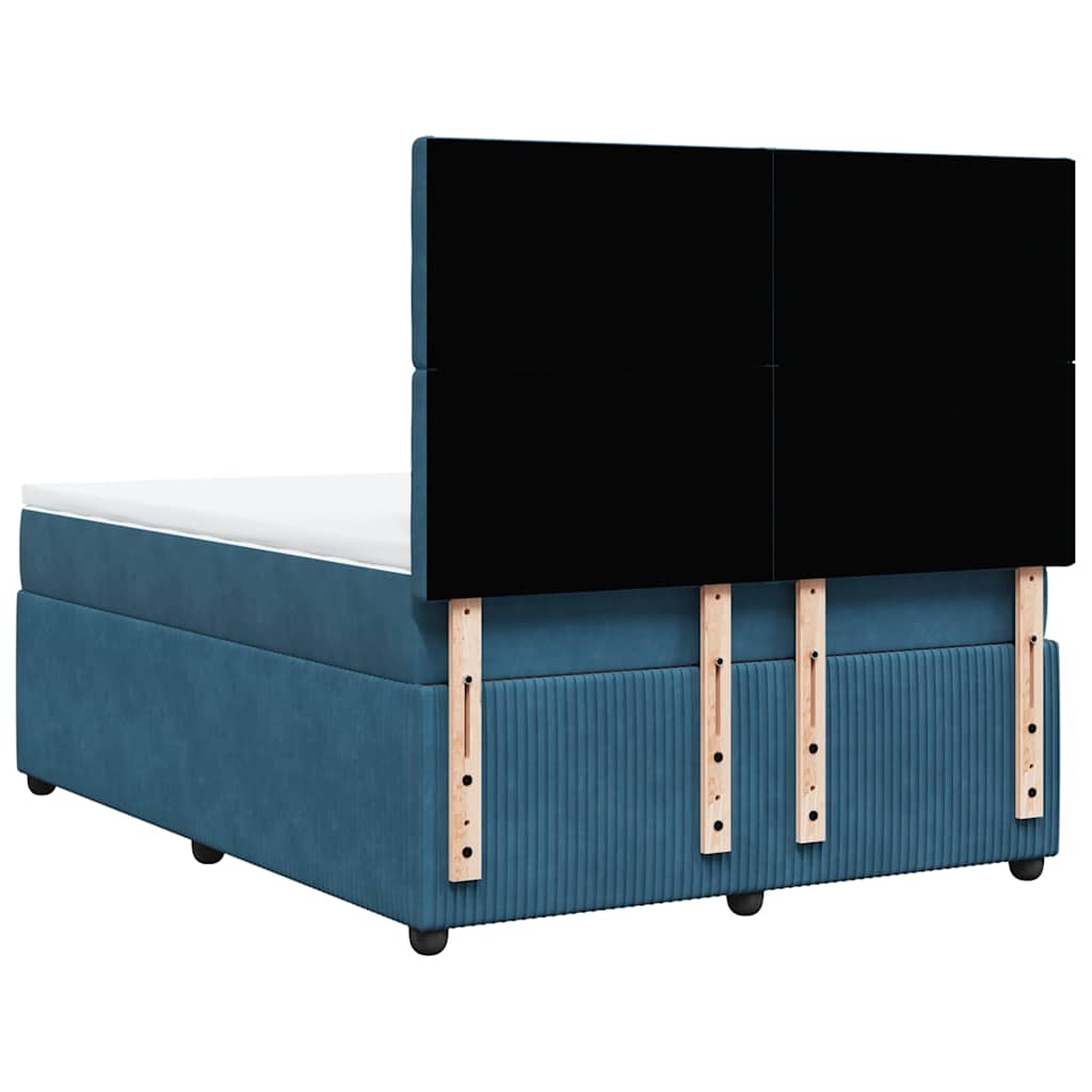 vidaXL Κρεβάτι Boxspring με Στρώμα Σκούρο Μπλε 140x200 εκ. Βελούδινο