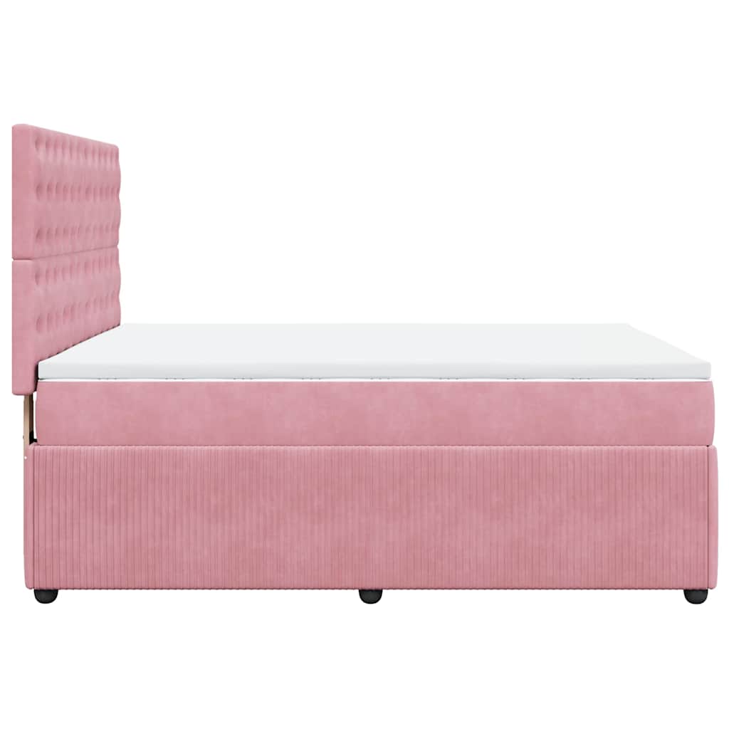 vidaXL Κρεβάτι Boxspring με Στρώμα Ροζ 140x200 εκ. Βελούδινο