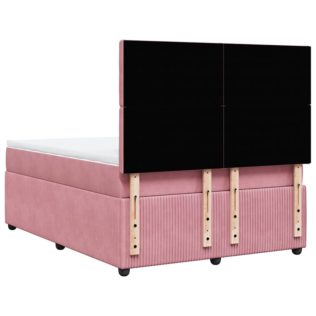 vidaXL Κρεβάτι Boxspring με Στρώμα Ροζ 140x200 εκ. Βελούδινο
