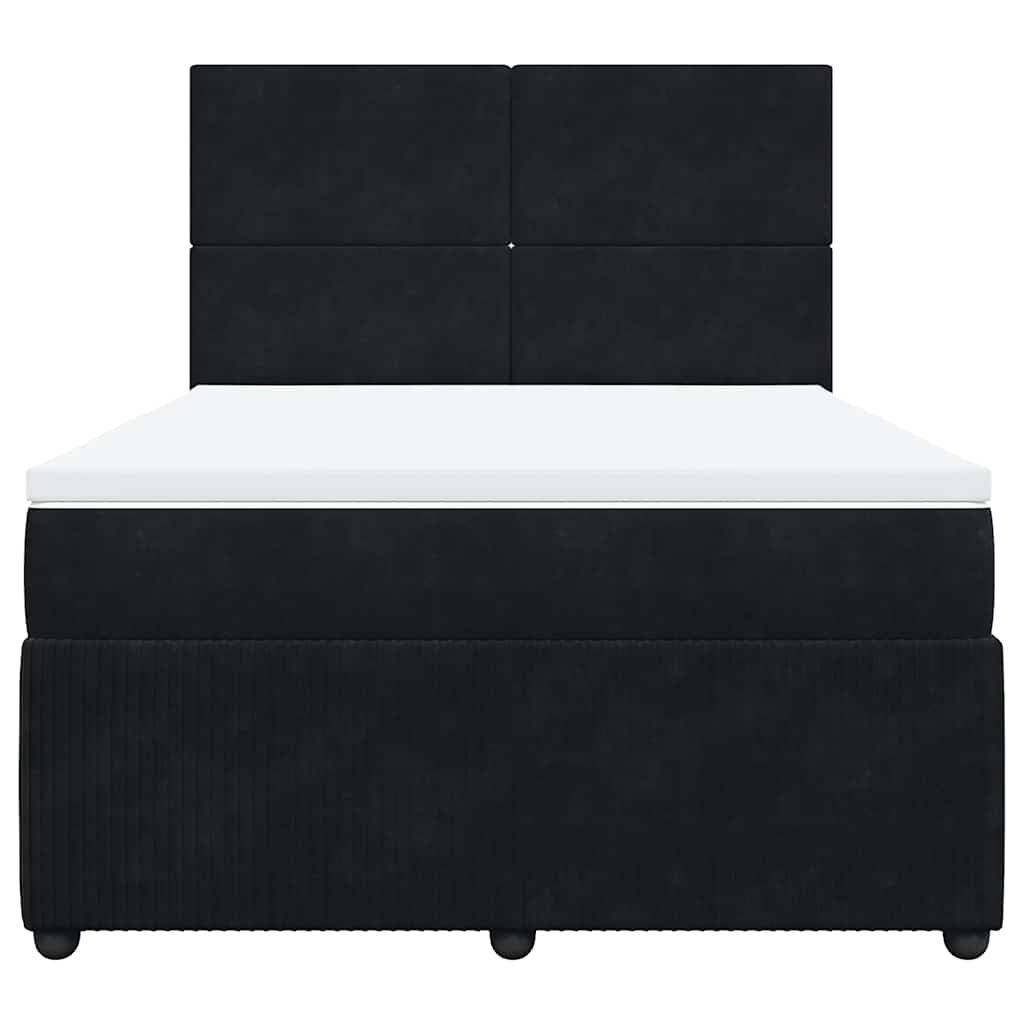 vidaXL Κρεβάτι Boxspring με Στρώμα Μαύρο 160x200 εκ. Βελούδινο