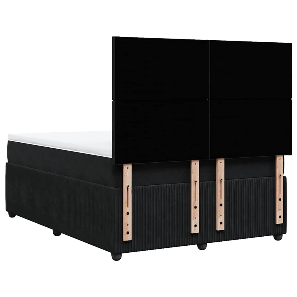 vidaXL Κρεβάτι Boxspring με Στρώμα Μαύρο 160x200 εκ. Βελούδινο