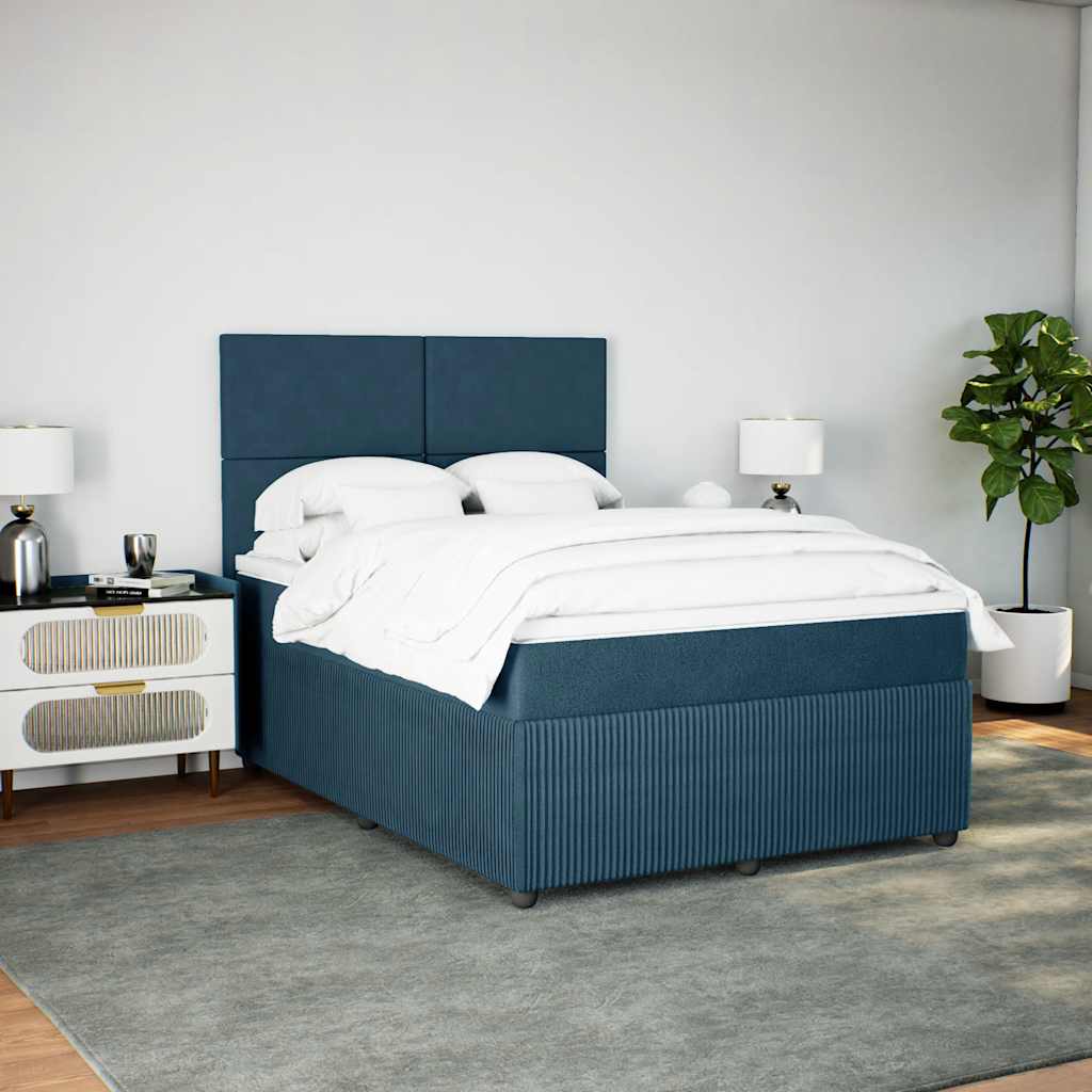 vidaXL Κρεβάτι Boxspring με Στρώμα Σκούρο Μπλε 160x200 εκ. Βελούδινο