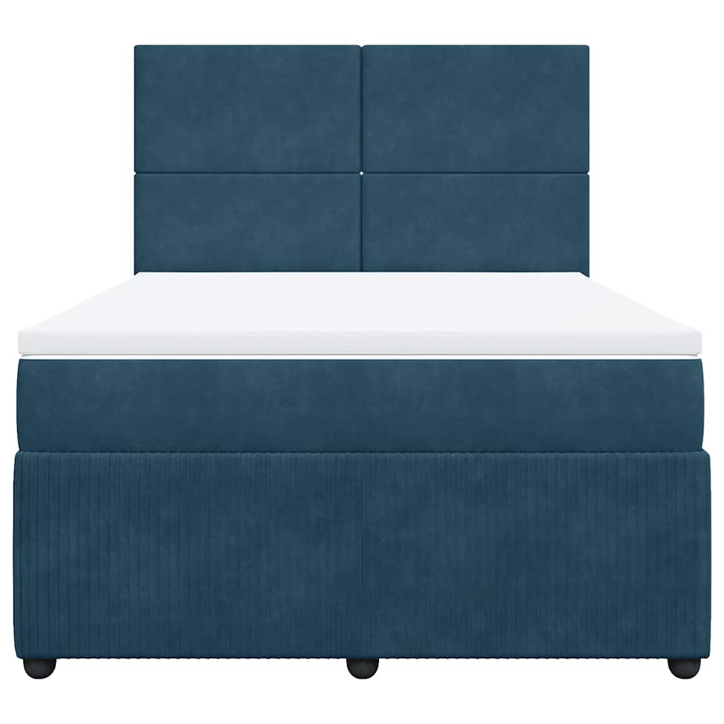 vidaXL Κρεβάτι Boxspring με Στρώμα Σκούρο Μπλε 160x200 εκ. Βελούδινο
