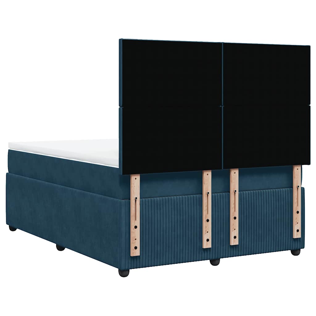 vidaXL Κρεβάτι Boxspring με Στρώμα Σκούρο Μπλε 160x200 εκ. Βελούδινο