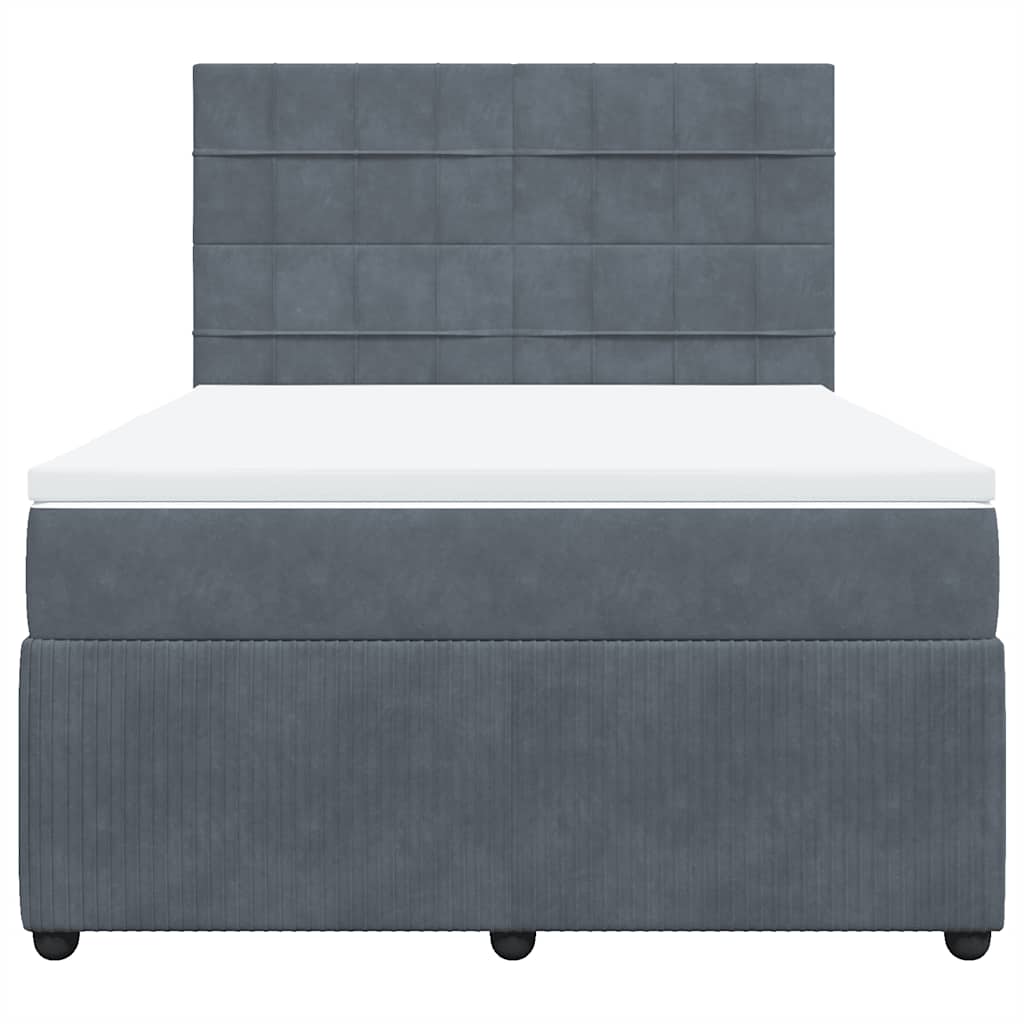 vidaXL Κρεβάτι Boxspring με Στρώμα Σκούρο Γκρι 160x200 εκ. Βελούδινο