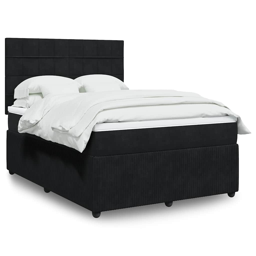 vidaXL Κρεβάτι Boxspring με Στρώμα Μαύρο 160x200 εκ. Βελούδινο
