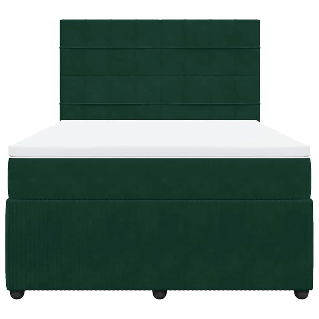 vidaXL Κρεβάτι Boxspring με Στρώμα Σκούρο Πράσινο 160x200εκ. Βελούδινο